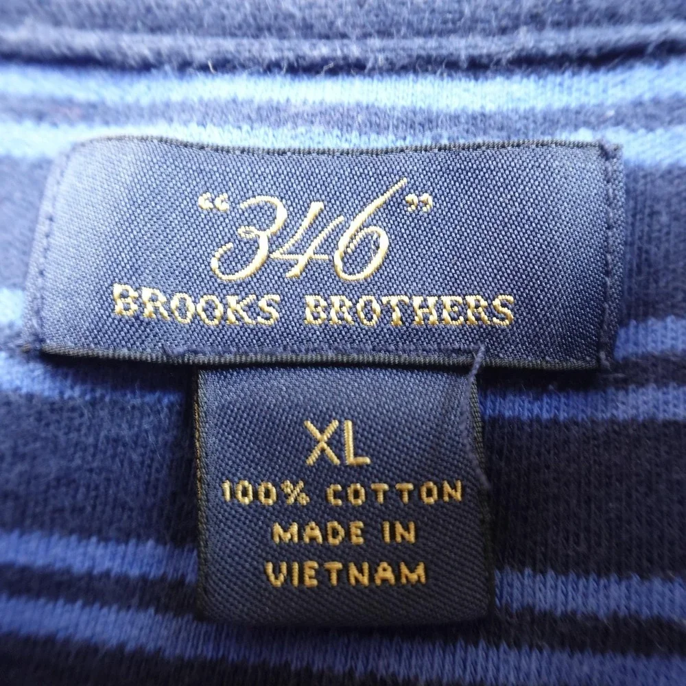 Brooks Brothers Sweater Mens XL Blue Striped‎ 1/4 Zip Mock Neck Pullover Preppy